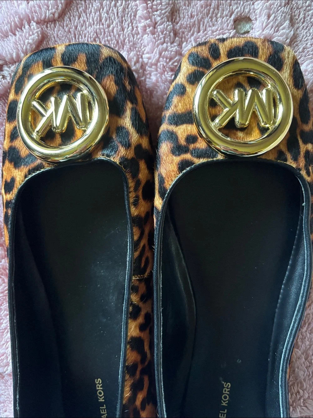 Michael Kors Leopard-Print Flats with Gold MK Medallion